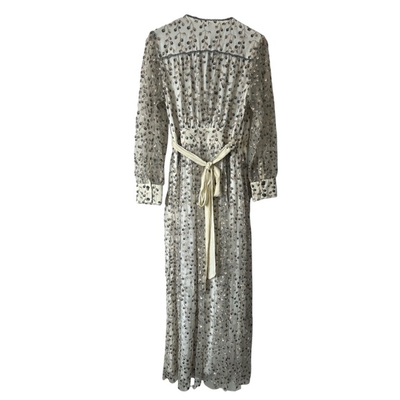 NWT Blank London Phileena Ivory Grey Metallic Wrap Maxi Dress Medium Reg. $372 - Picture 9 of 12